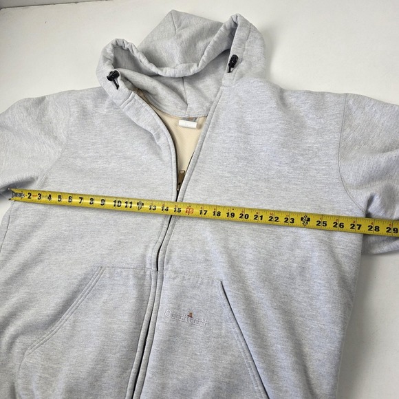 Carhartt Hoodie Mens XLT Gray Full Zip Thermal Lined Fleece Sweatshirt K129 - Picture 7 of 16